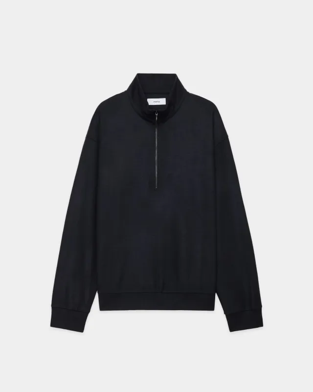 SUPER 140s ウール天竺 / ハーフジップスタンドカラー, Black sold by MARKAWARE