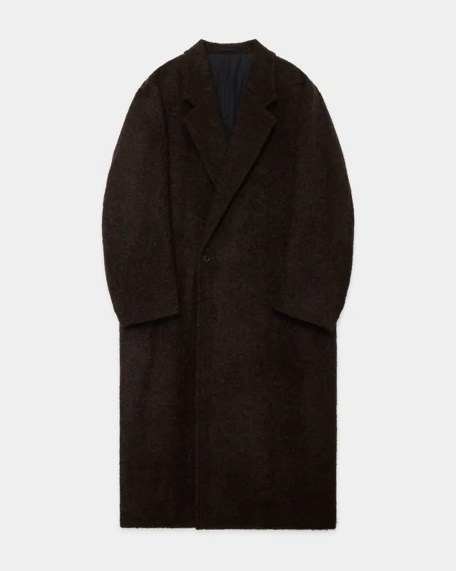 アルパカループツイード / ダブルブレステッドオーバーコート, N Black × N Brown sold by MARKAWARE