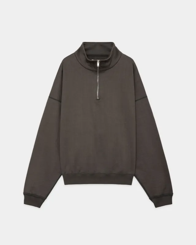 オーガニックコットンヘビー吊裏毛 / ショートクォータージッププルオーバー, Charcoal sold by MARKAWARE
