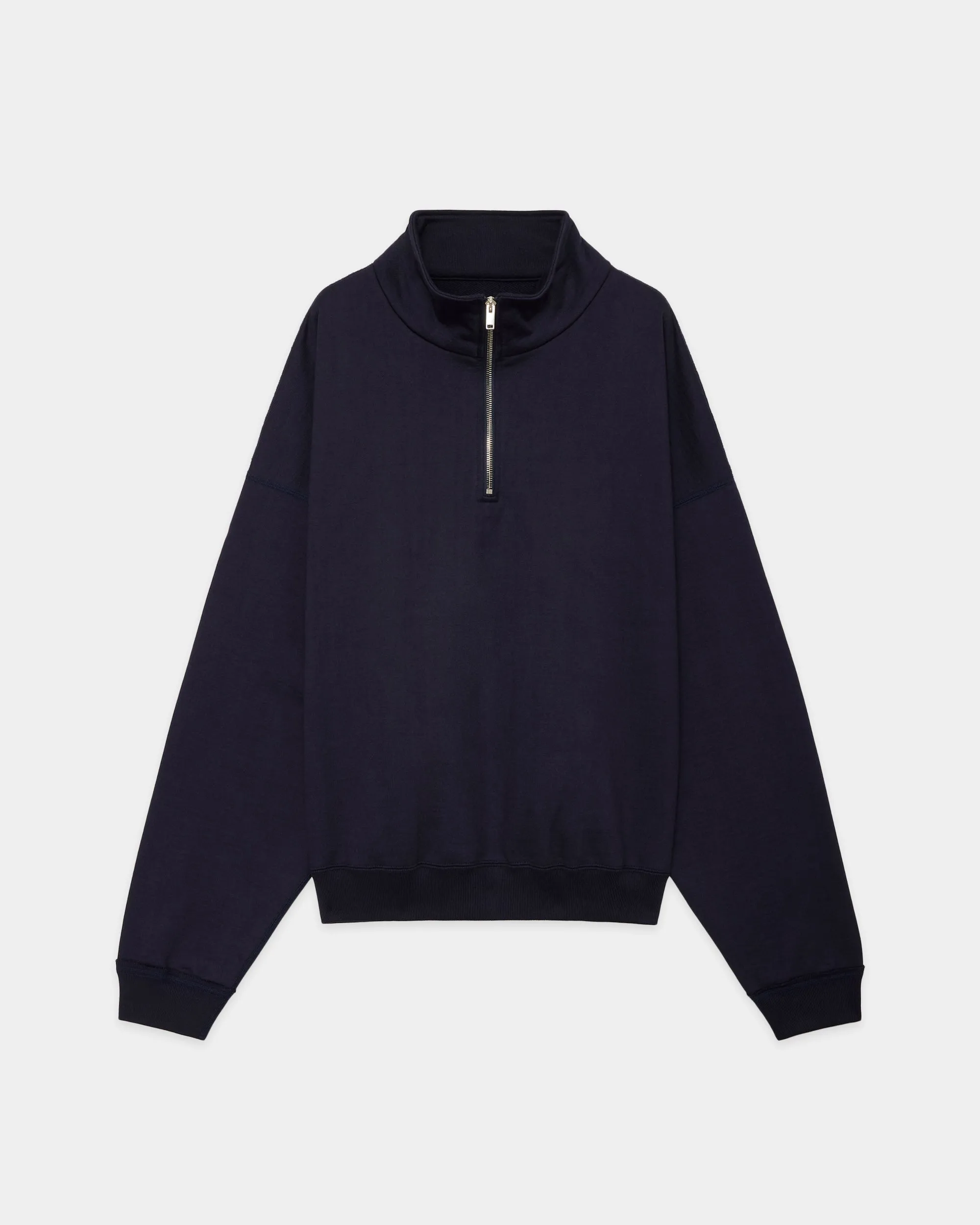 オーガニックコットンヘビー吊裏毛 / ショートクォータージッププルオーバー, D Navy sold by MARKAWARE