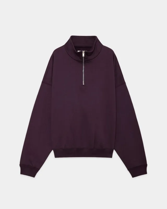 オーガニックコットンヘビー吊裏毛 / ショートクォータージッププルオーバー, D Purple sold by MARKAWARE