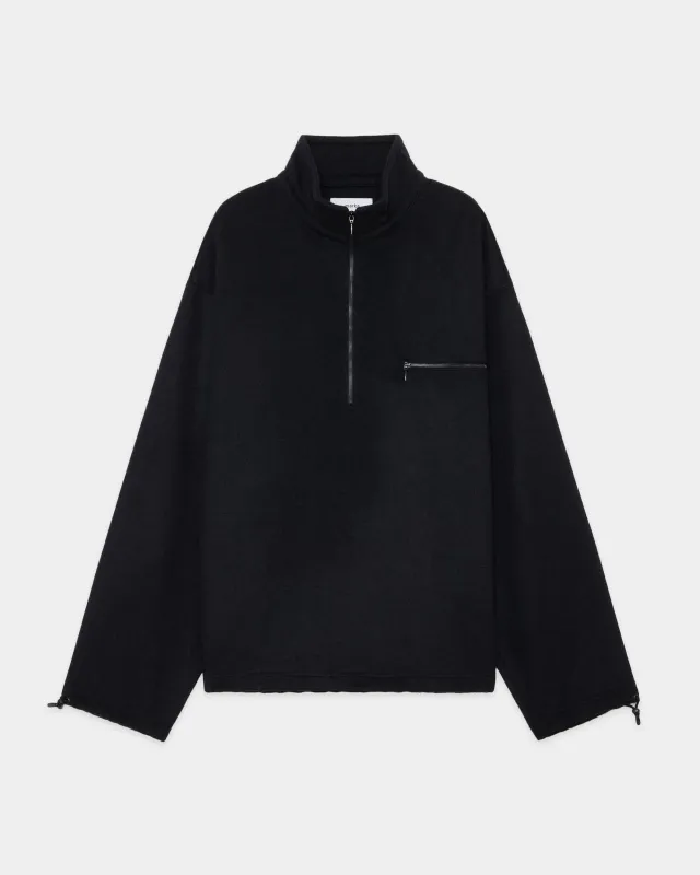 ウールシルクビーバー / ハーフジップシャツ, Black made by MARKAWARE
