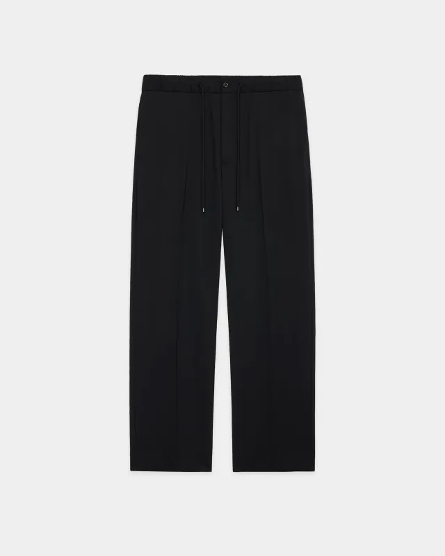 オーガニックウール2/80トロピカル / フラットテーパードイージートラウザーズ, Black sold by MARKAWARE