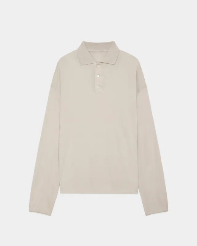 スーパー160sウール防縮天竺 / ロングスリーブポロ, Greige made by MARKAWARE