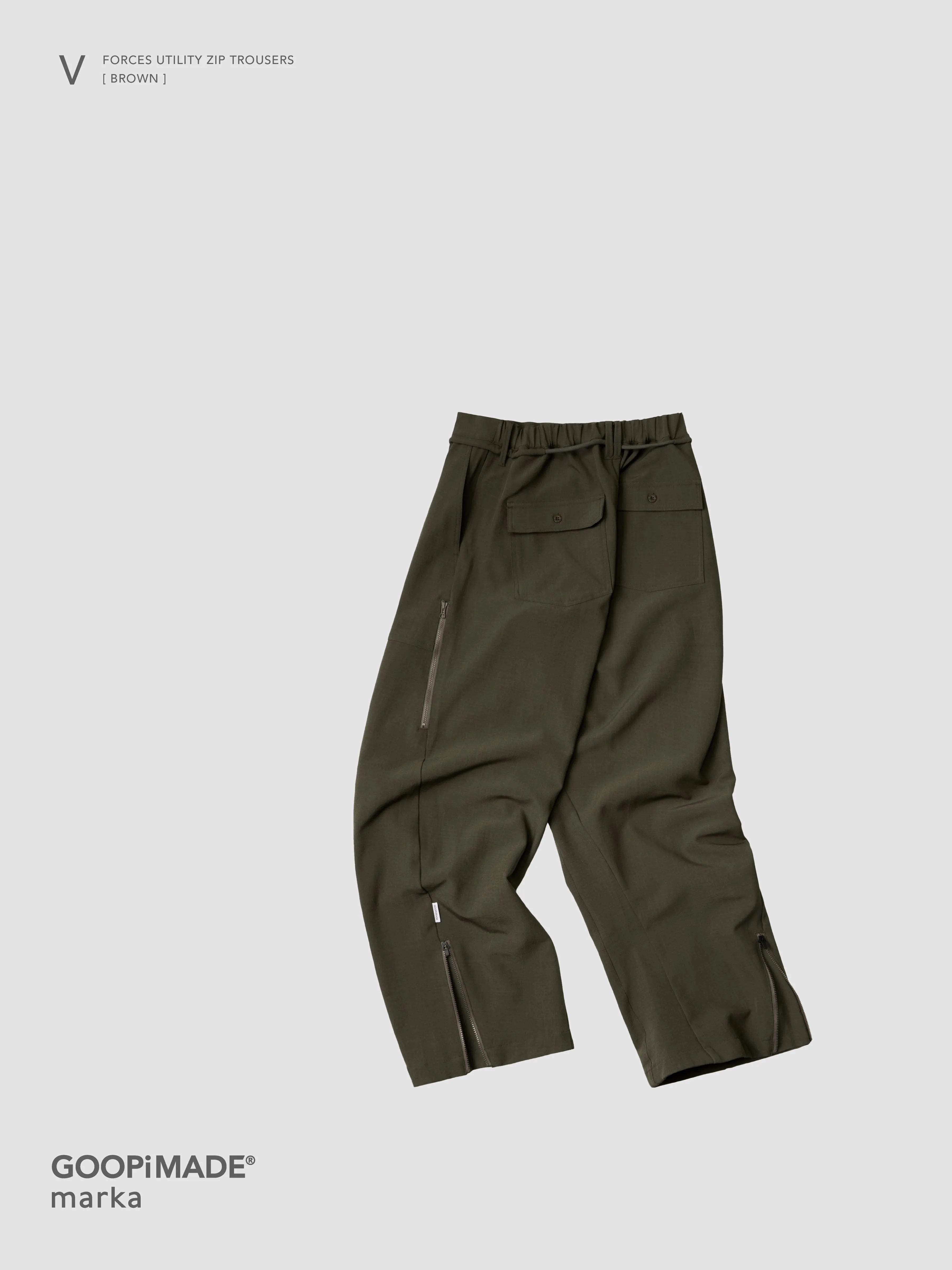 【GOOPiMADE x marka】 V / Forces Utility Zip Trousers, Brown sold by MARKAWARE product image thumbnail 3