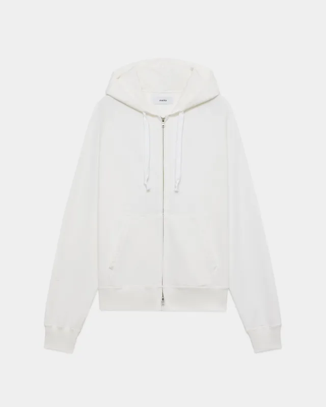 オーガニック超長綿空紡インレイ / ジップパーカ, White made by MARKAWARE