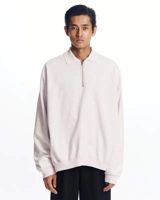 オーガニックコットンヘビー吊裏毛 / ハーフジップポロヒュージスウェット, Lavender made by MARKAWARE