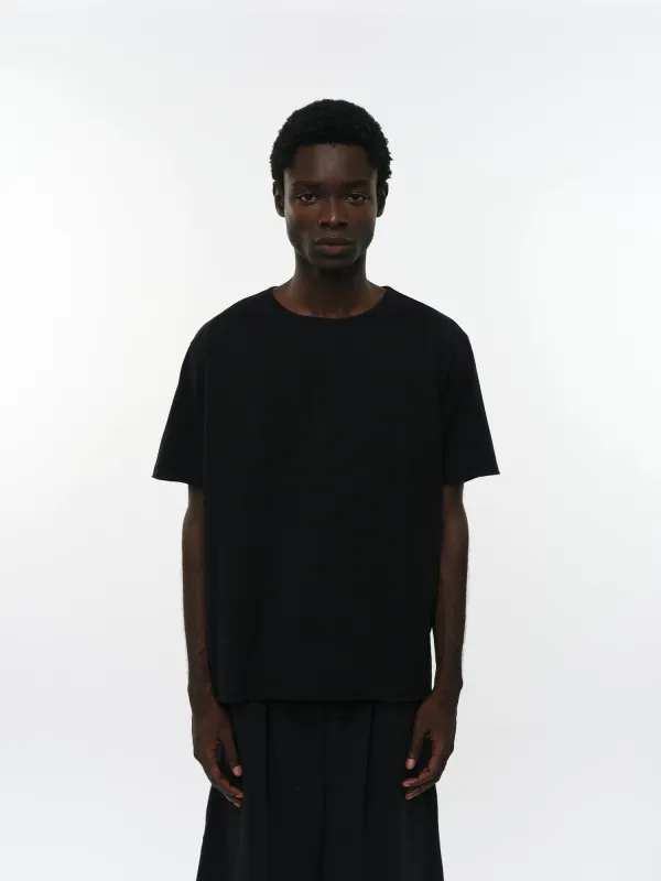 オーガニックコットン40/2天竺 / ナローパイピングTee, Black made by MARKAWARE