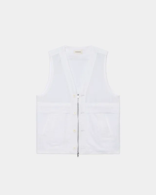 80/1ヘンプタイプライター / ウェストコート, White made by MARKAWARE