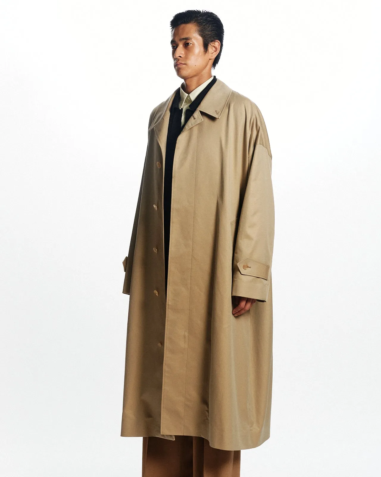 オーガニックGIZAギャバジン / ヒュージシングルトレンチコート, Khaki sold by MARKAWARE product image thumbnail 3