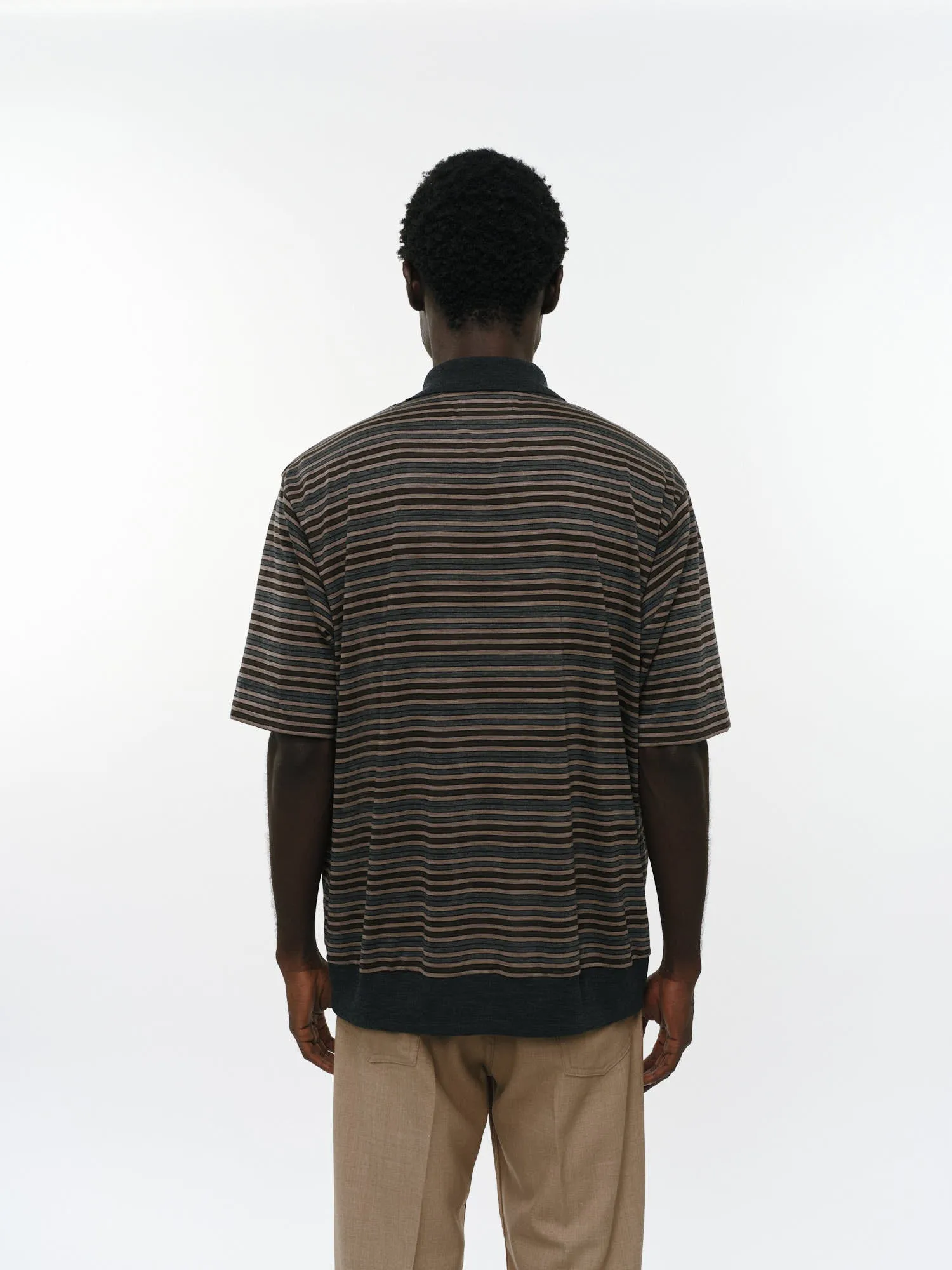 Super120sウォッシャブルウール天竺 / ワンボタンポロTeeS/S, Beige Border sold by MARKAWARE product image thumbnail 4