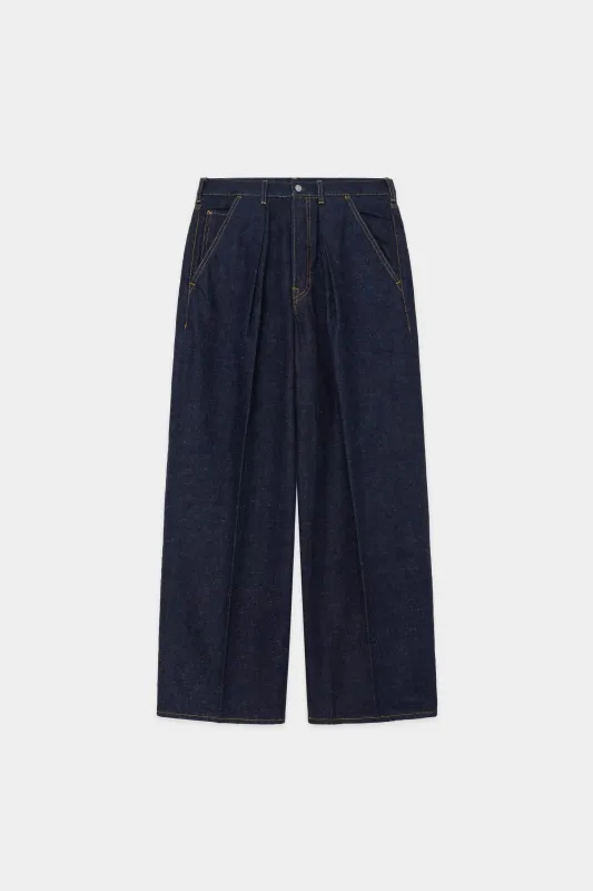 キモノデニム / プレーテッドワイドデニム, Indigo made by MARKAWARE