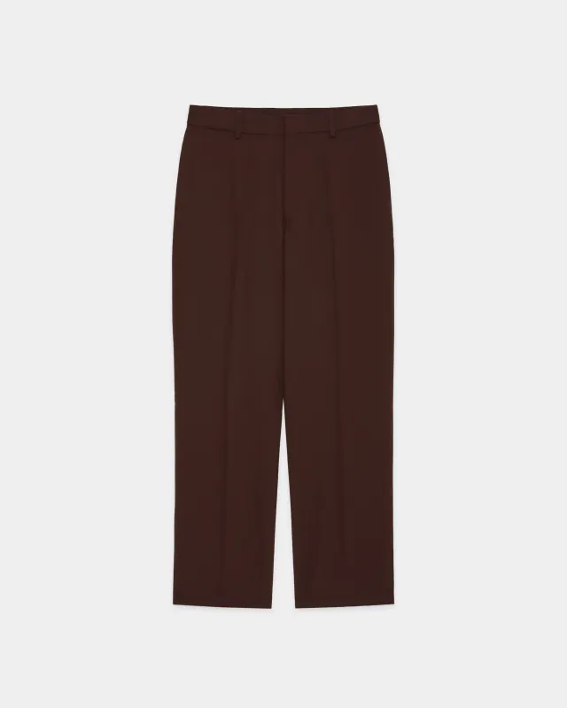 3/60 オーガニックウールサバイバルクロス® / フラットテーパードトラウザーズ, Dark Brown made by MARKAWARE