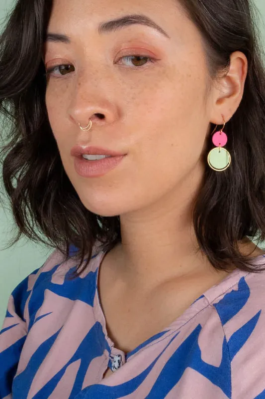 Scandinazn | Tiered Orbit Earrings in Fuchsia sold by Allison Wonderland