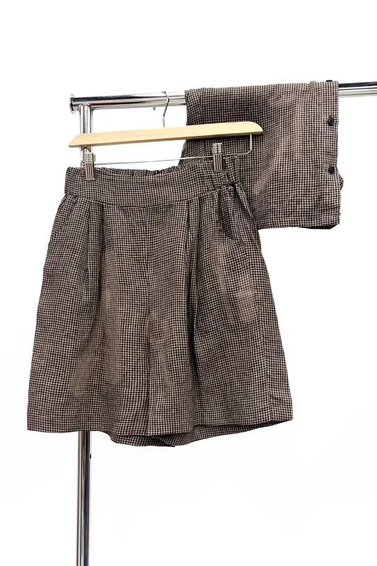 Kim Shorts Mocha Black Mini Gingham sold by Allison Wonderland