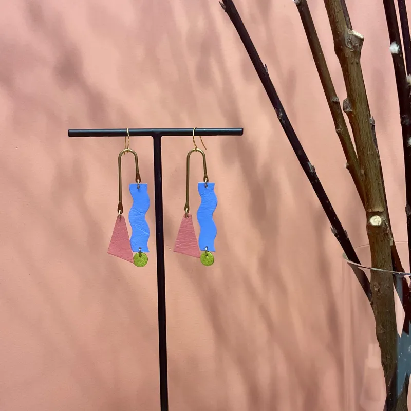 Scandinazn | Squiggle Earrings in Blue and Coral sold by Allison Wonderland
