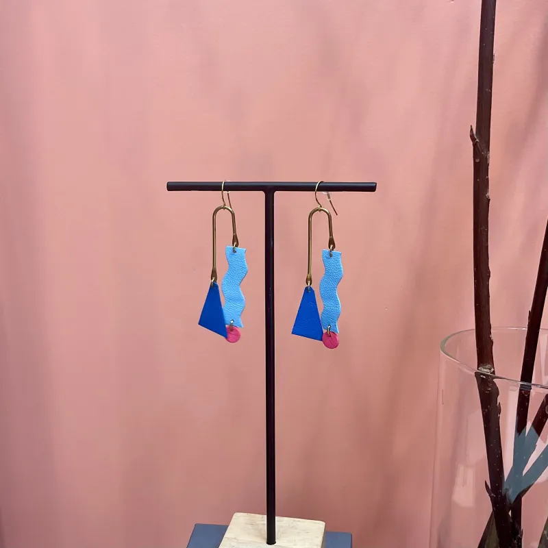 Scandinazn | Squiggle Earrings in Blue and Pink sold by Allison Wonderland