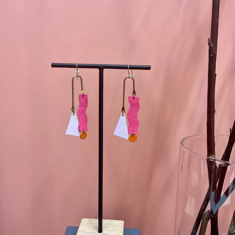 Scandinazn | Squiggle Earrings in Fuchsia and Pink sold by Allison Wonderland