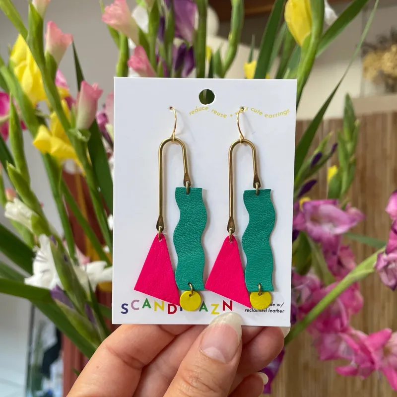 Scandinazn | Squiggle Earrings in Teal / Fuchsia sold by Allison Wonderland