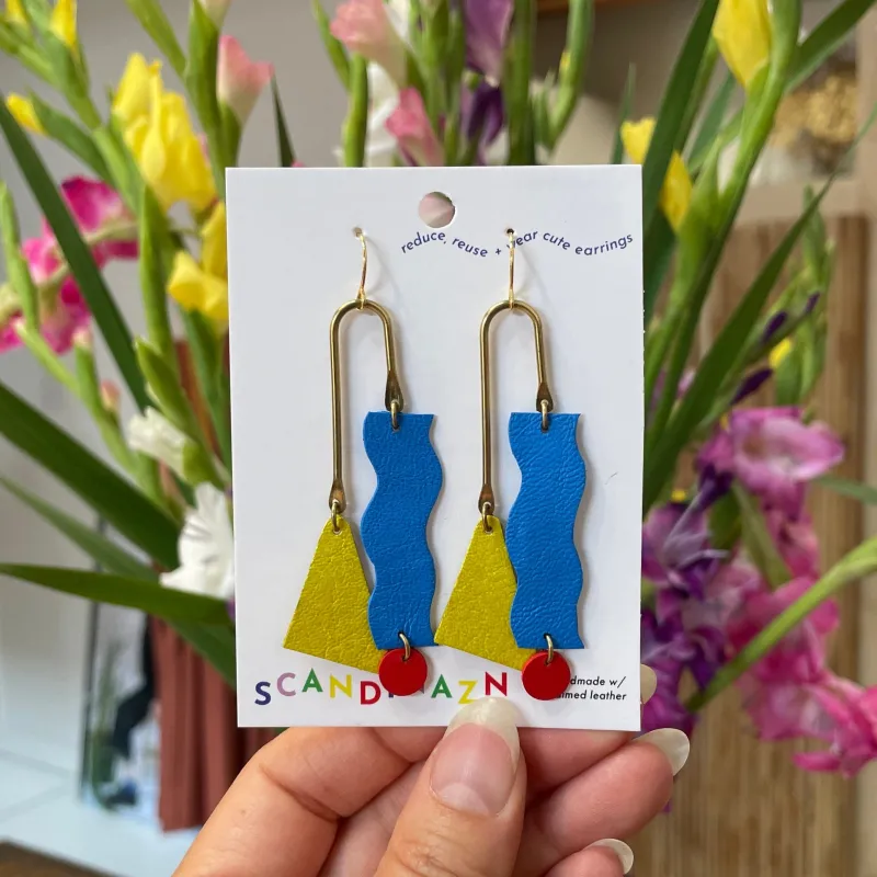 Scandinazn | Squiggle Earrings in Blue / Yellow sold by Allison Wonderland