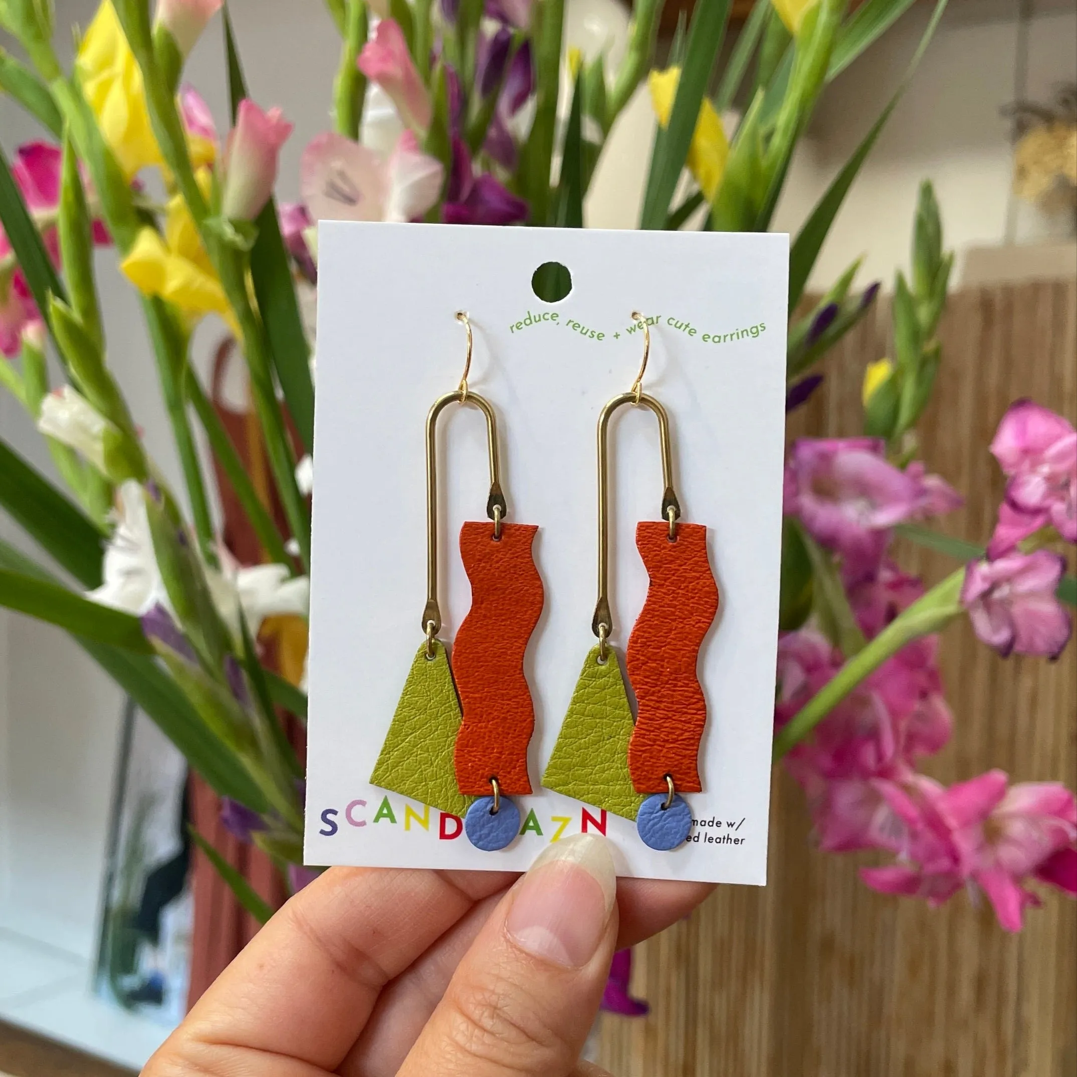 Scandinazn | Squiggle Earrings in Orange / Green sold by Allison Wonderland