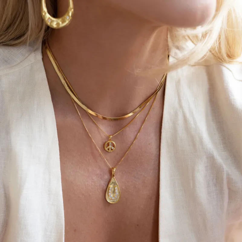 Sarah Mulder | Peace Sign Necklace, Gold sold by Allison Wonderland
