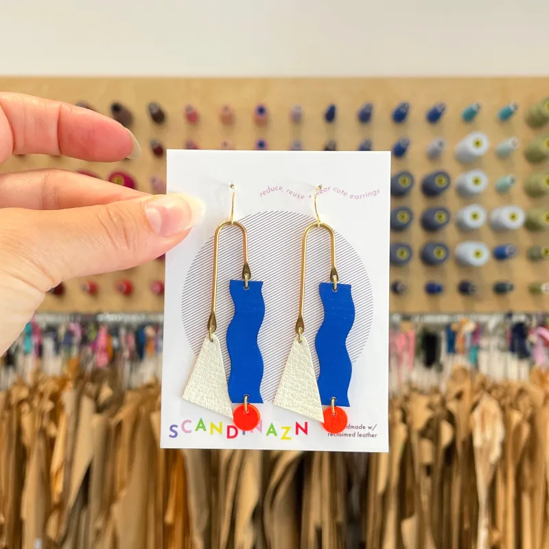 Scandinazn | Squiggle Earrings in Blue + Cream sold by Allison Wonderland
