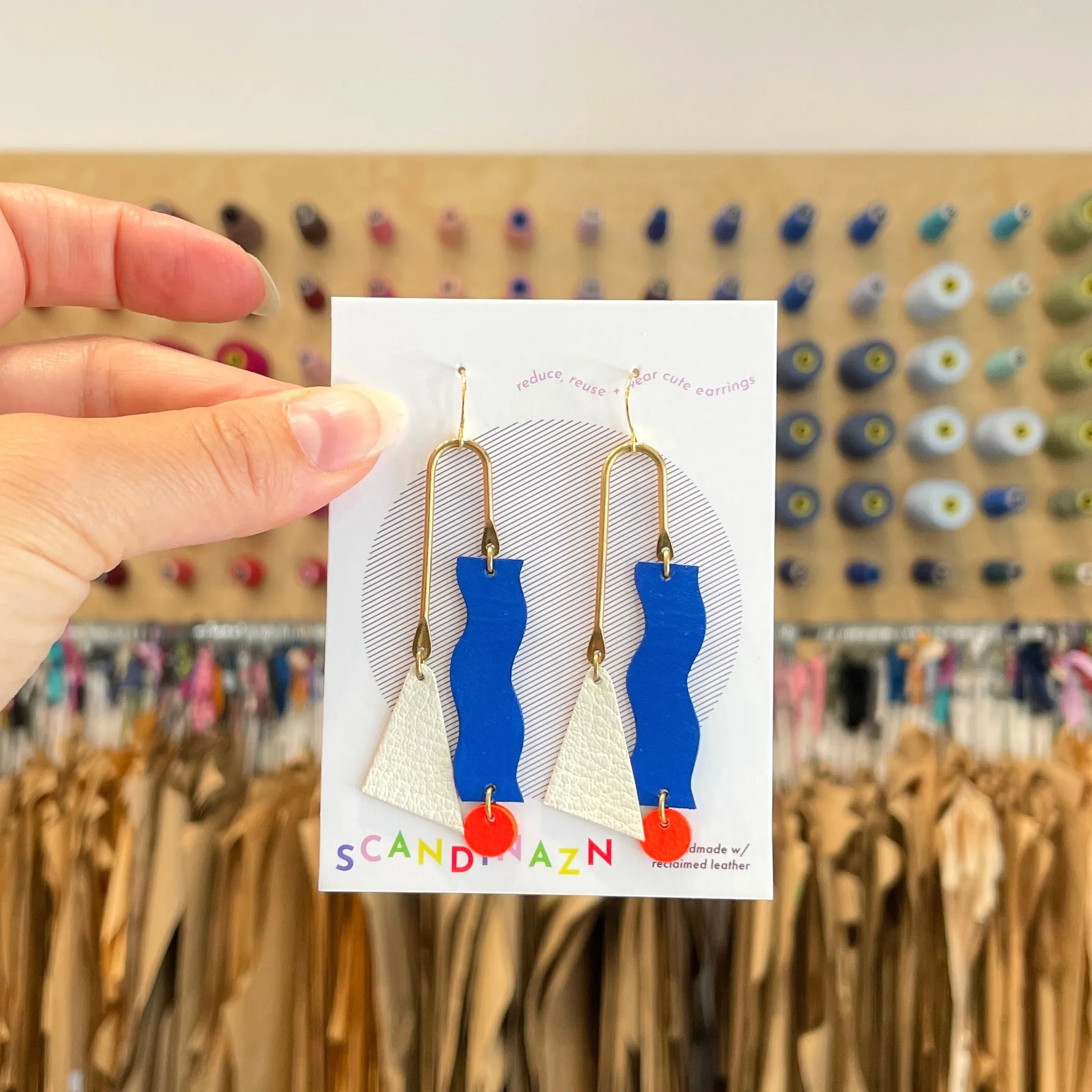 Scandinazn | Squiggle Earrings in Blue + Cream sold by Allison Wonderland