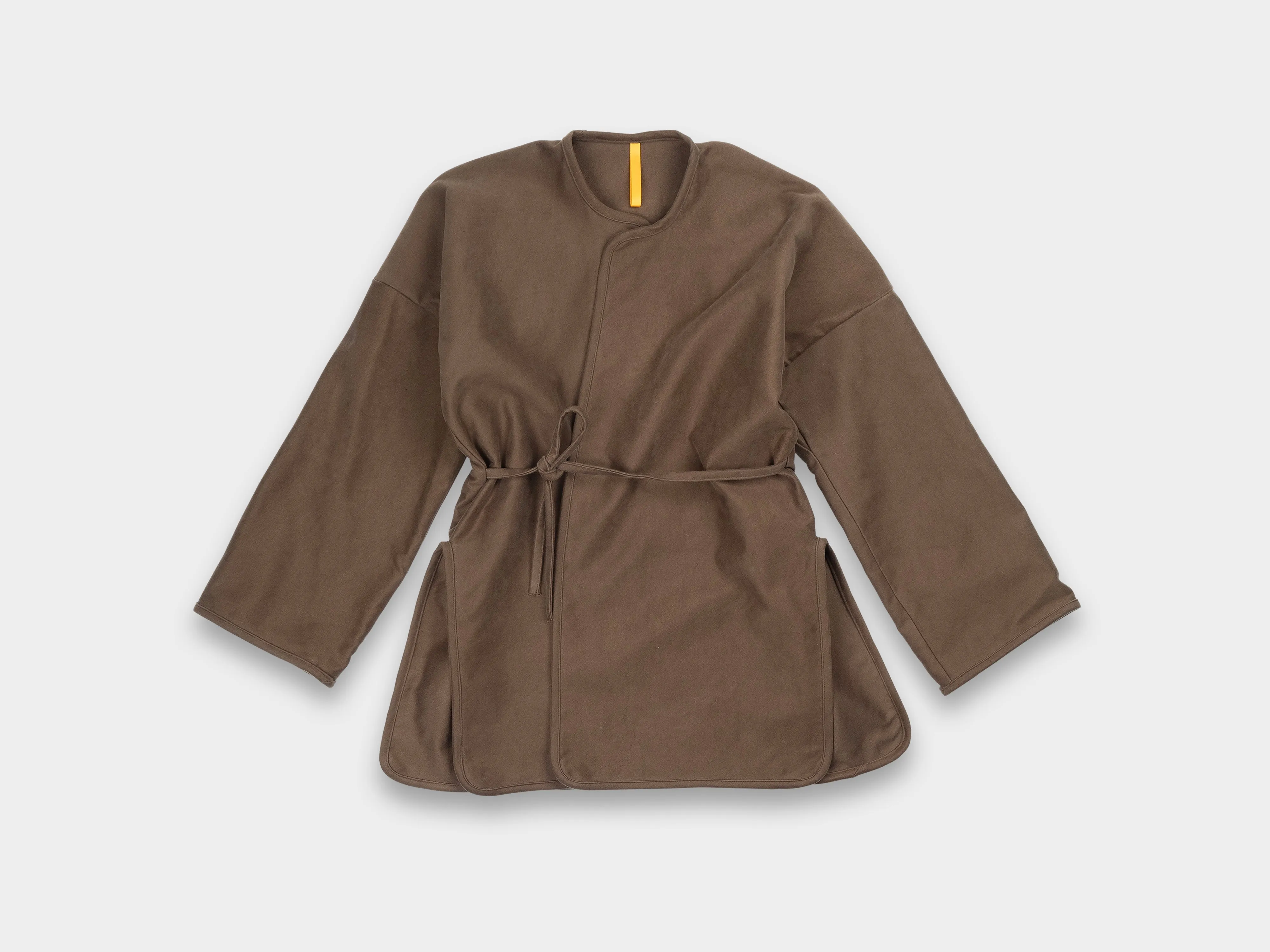 W-R19S7 "Long Cross Cardigan" Timber Moleskin sold by MAN-TLE