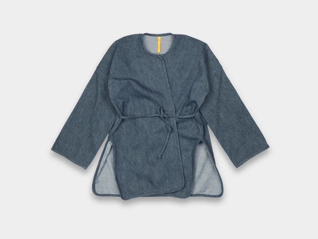 W-R19S7 "Long Cross Cardigan" Fade Denim made by MAN-TLE