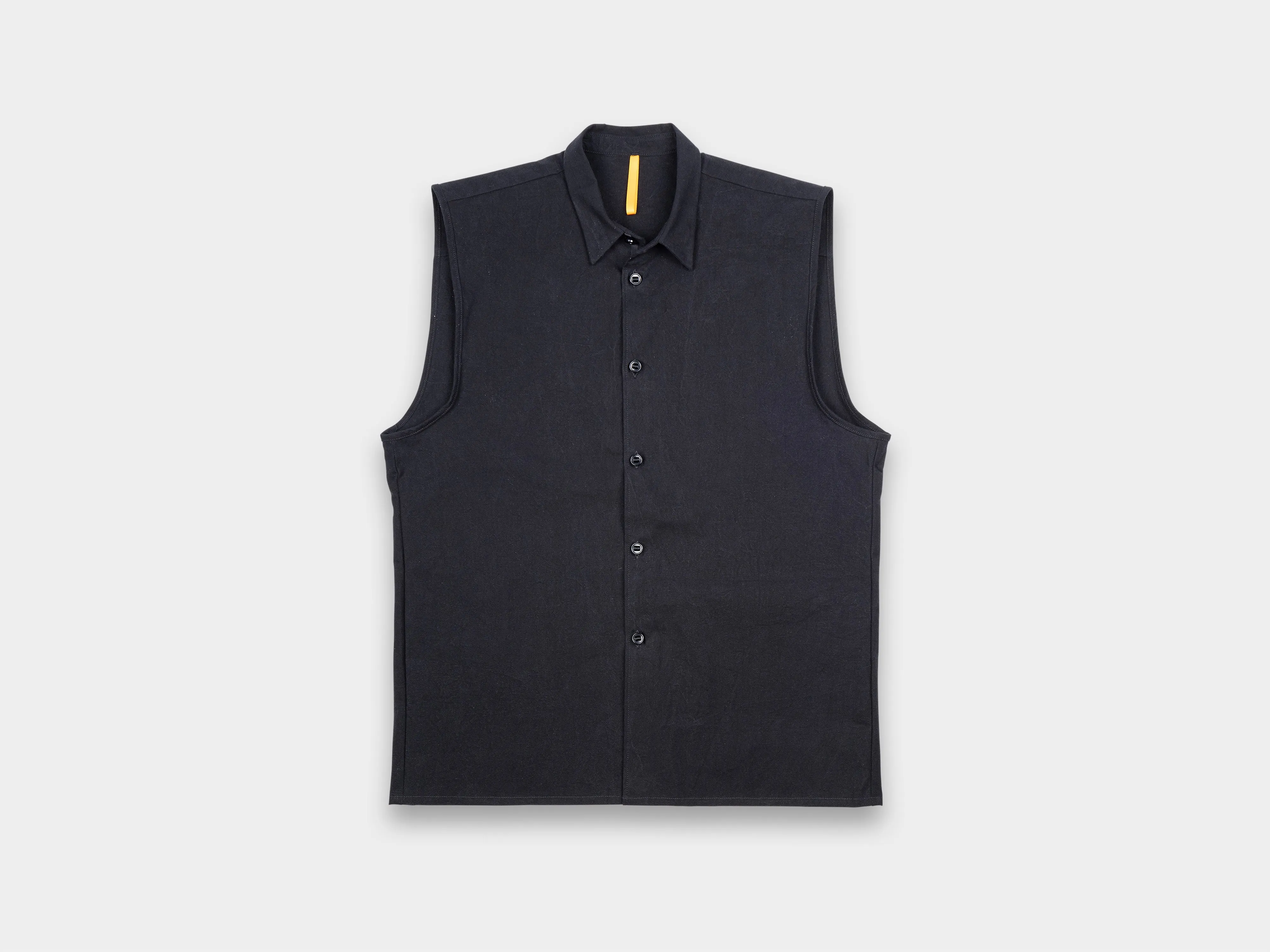R18S0 "Sleeveless Shirt-1" Black Wax sold by MAN-TLE