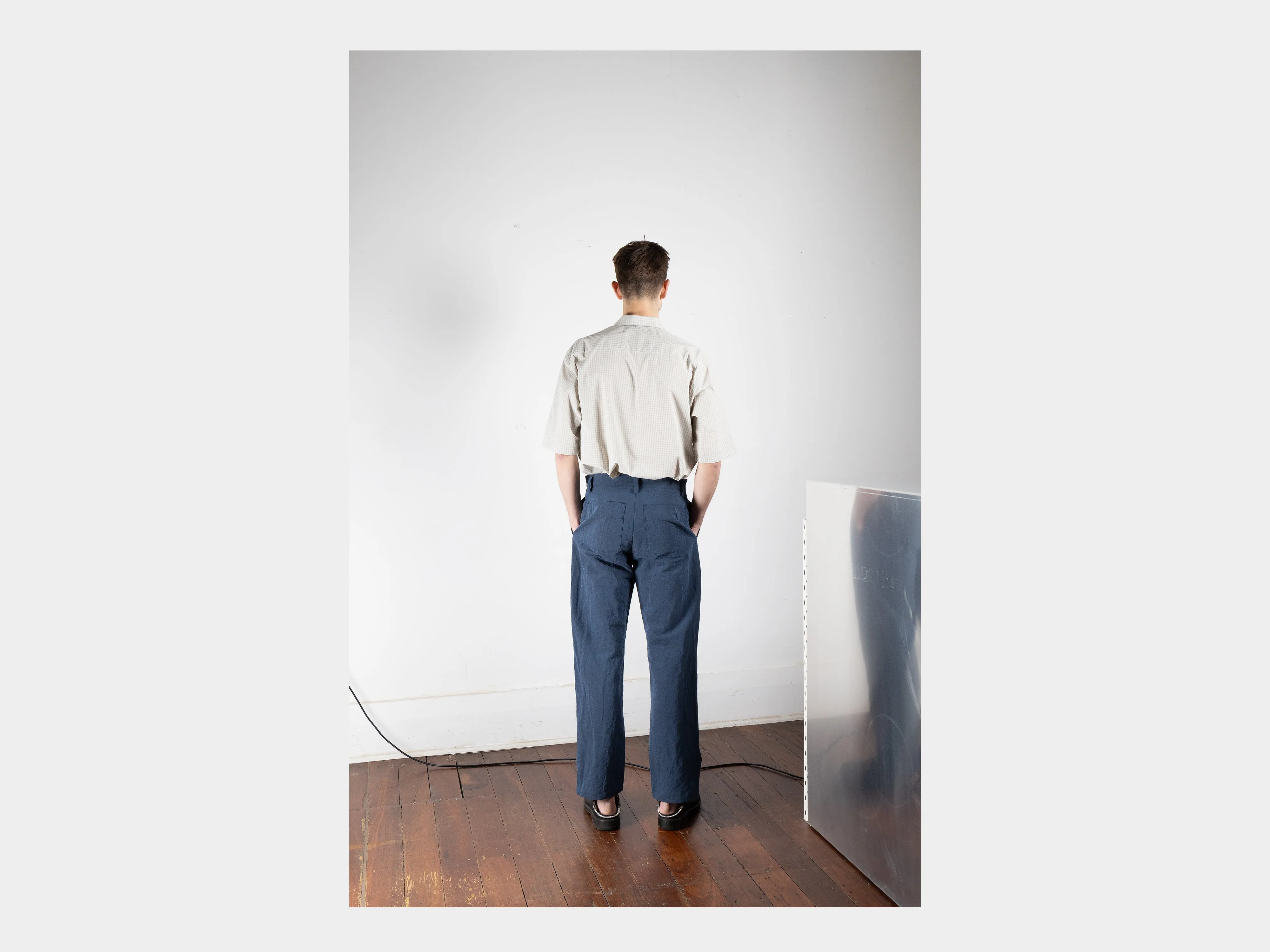 R16P3 "Loose Pants" Blue Metal Linen sold by MAN-TLE product image thumbnail 5