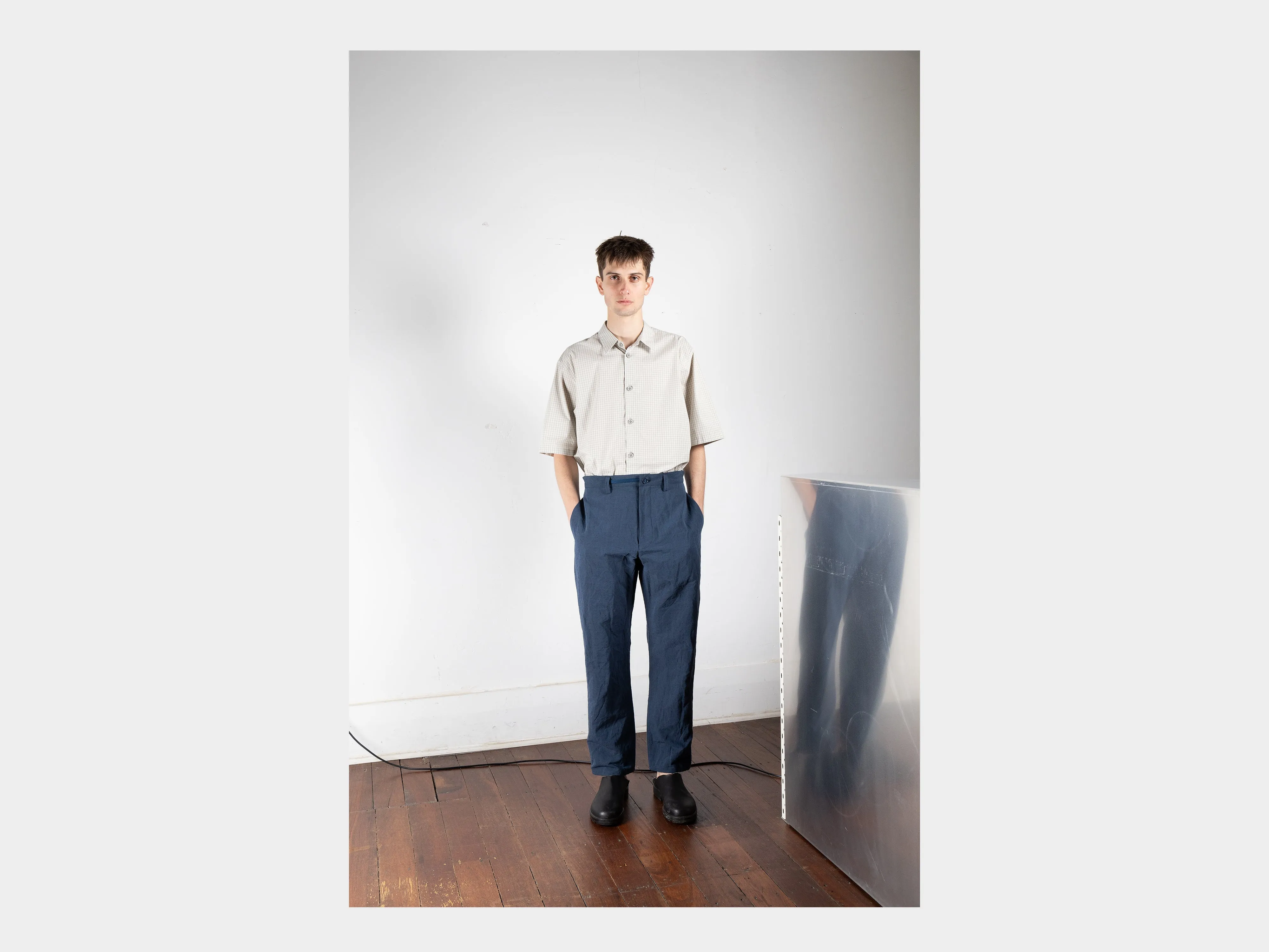 R16P3 "Loose Pants" Blue Metal Linen sold by MAN-TLE product image thumbnail 3