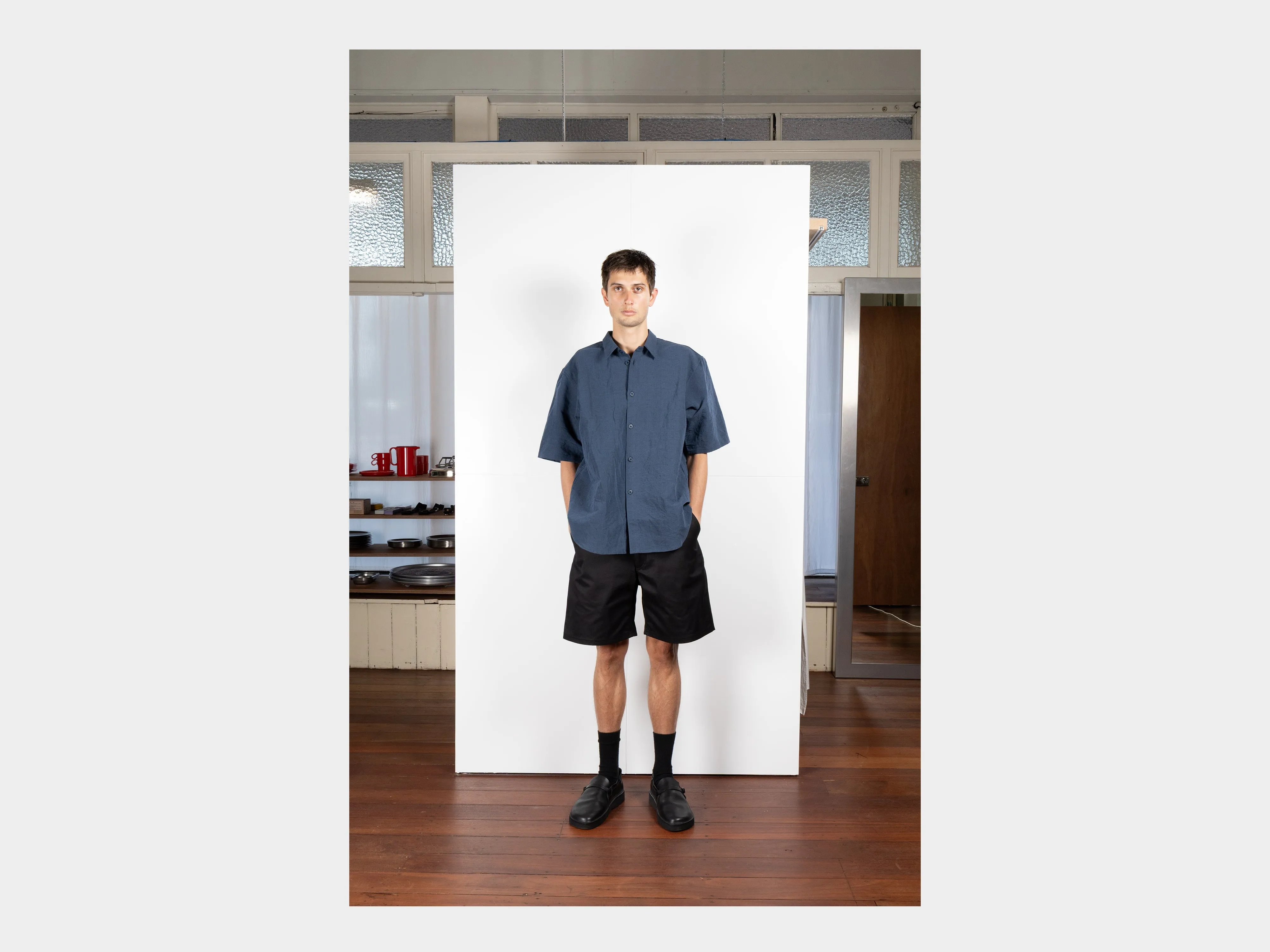 SPS9 "S/S Weather Shirt" Blue Metal Linen sold by MAN-TLE product image thumbnail 5