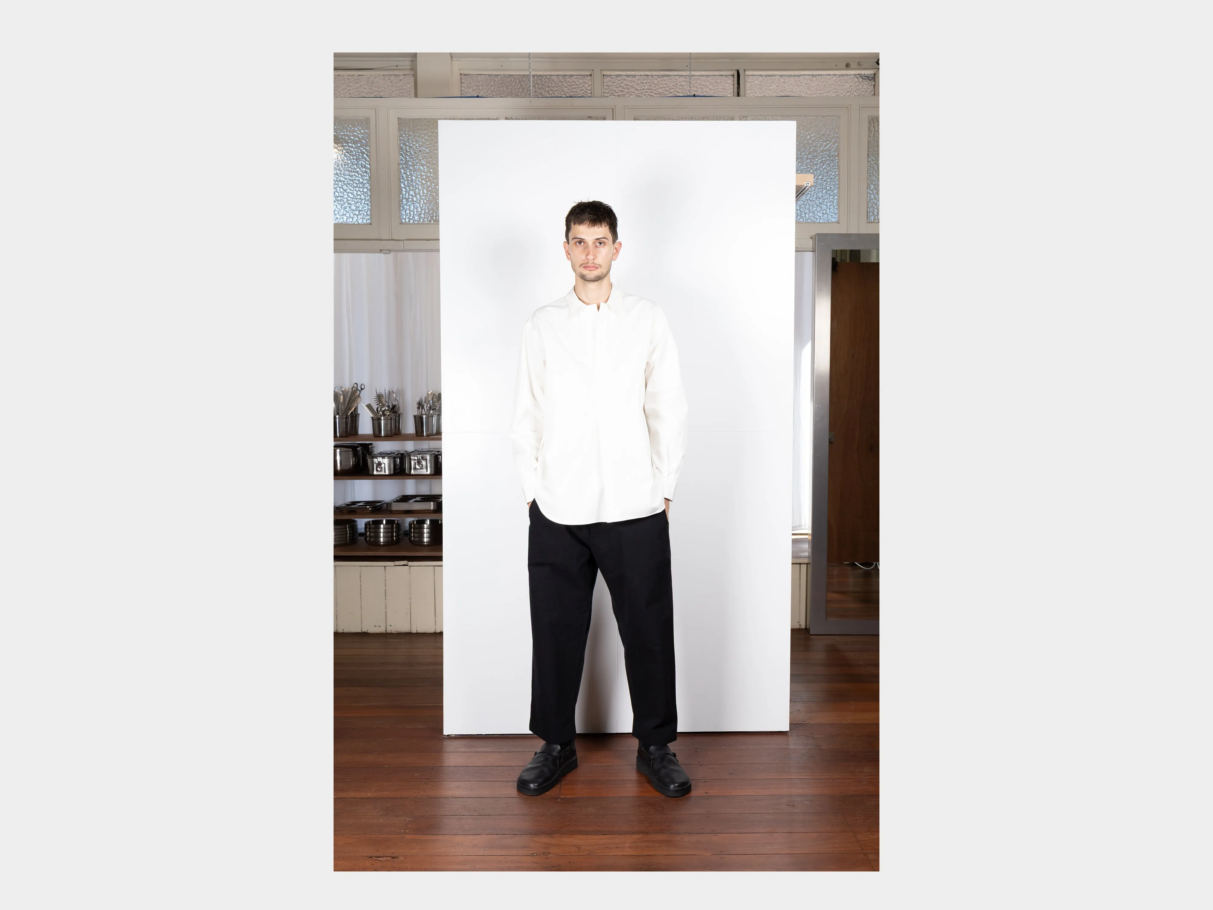 R0S2 "Pullover Shirt" White Magic Gabardine sold by MAN-TLE product image thumbnail 5