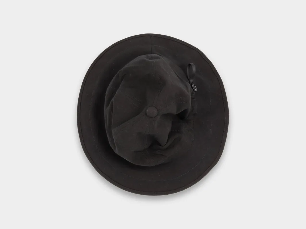 SPC2 "Wide Hat" Roll–dyed Black Linen sold by MAN-TLE