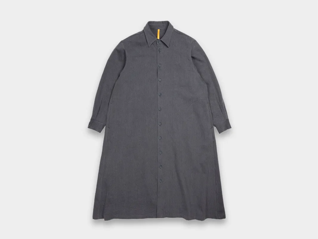 W-R17A1 "Wide Shirt Dress" Asphalt Denim sold by MAN-TLE
