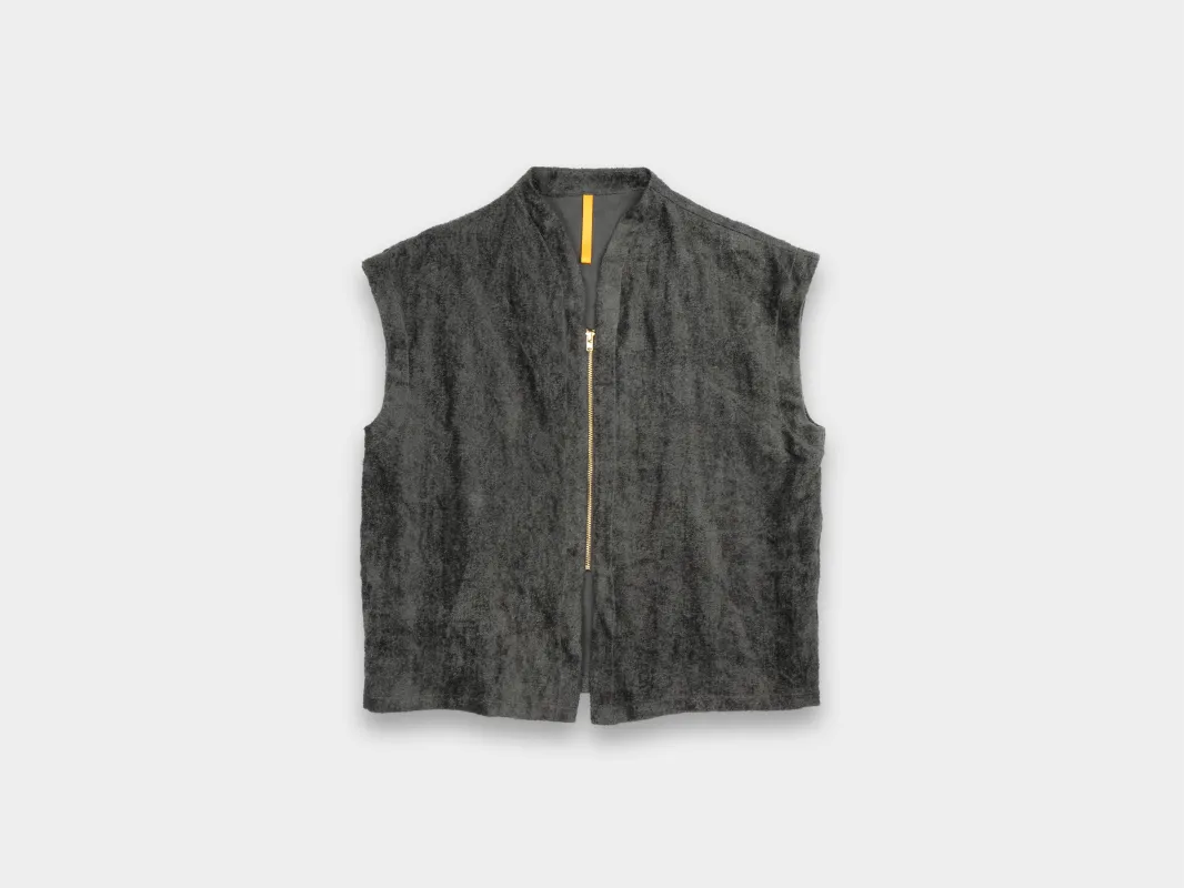 W-R20S5 "Zip Tank" Bark Linen Velvet made by MAN-TLE