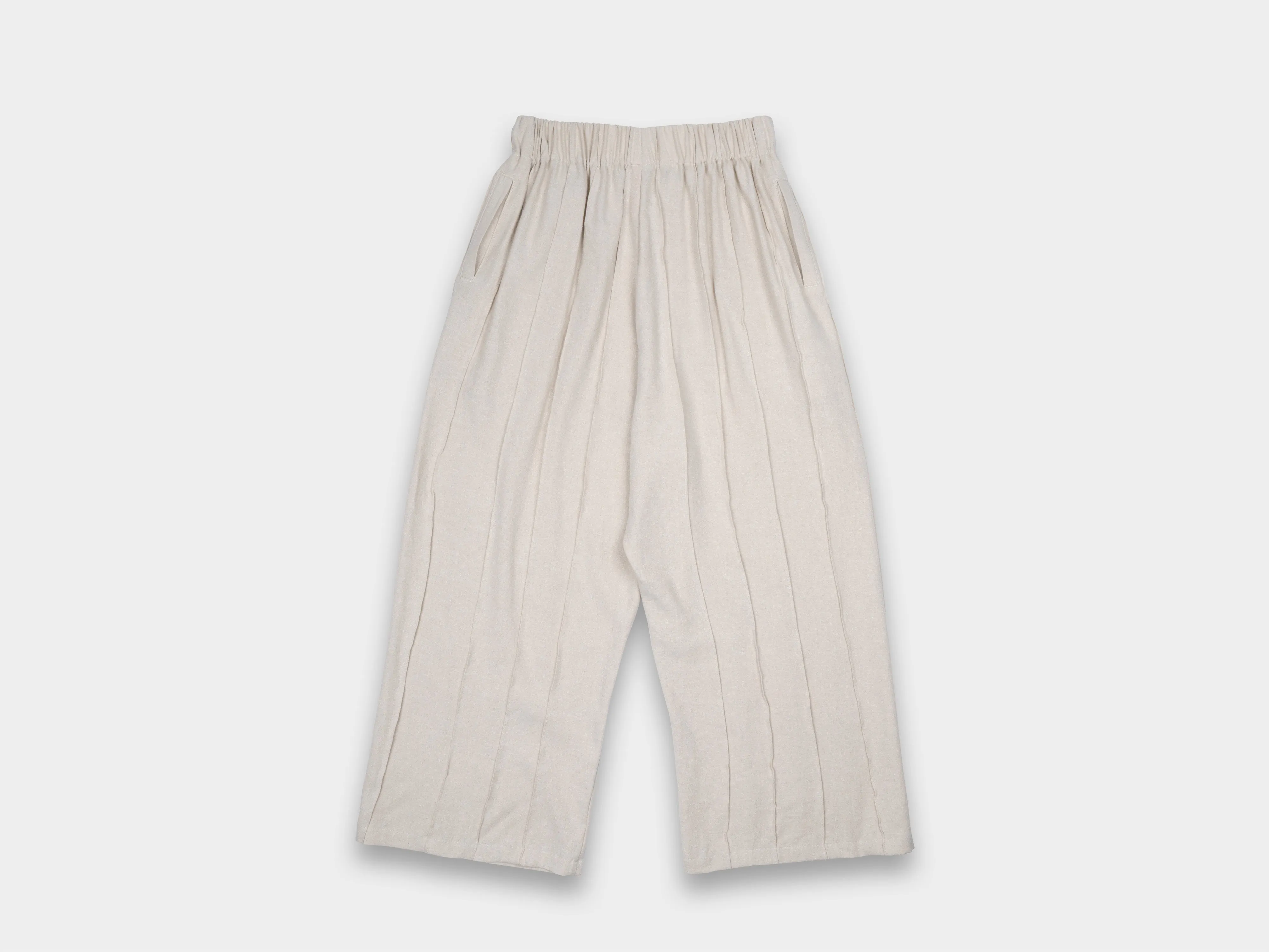 W-R20P3 "Tuck Pants" Sand Grosgrain sold by MAN-TLE