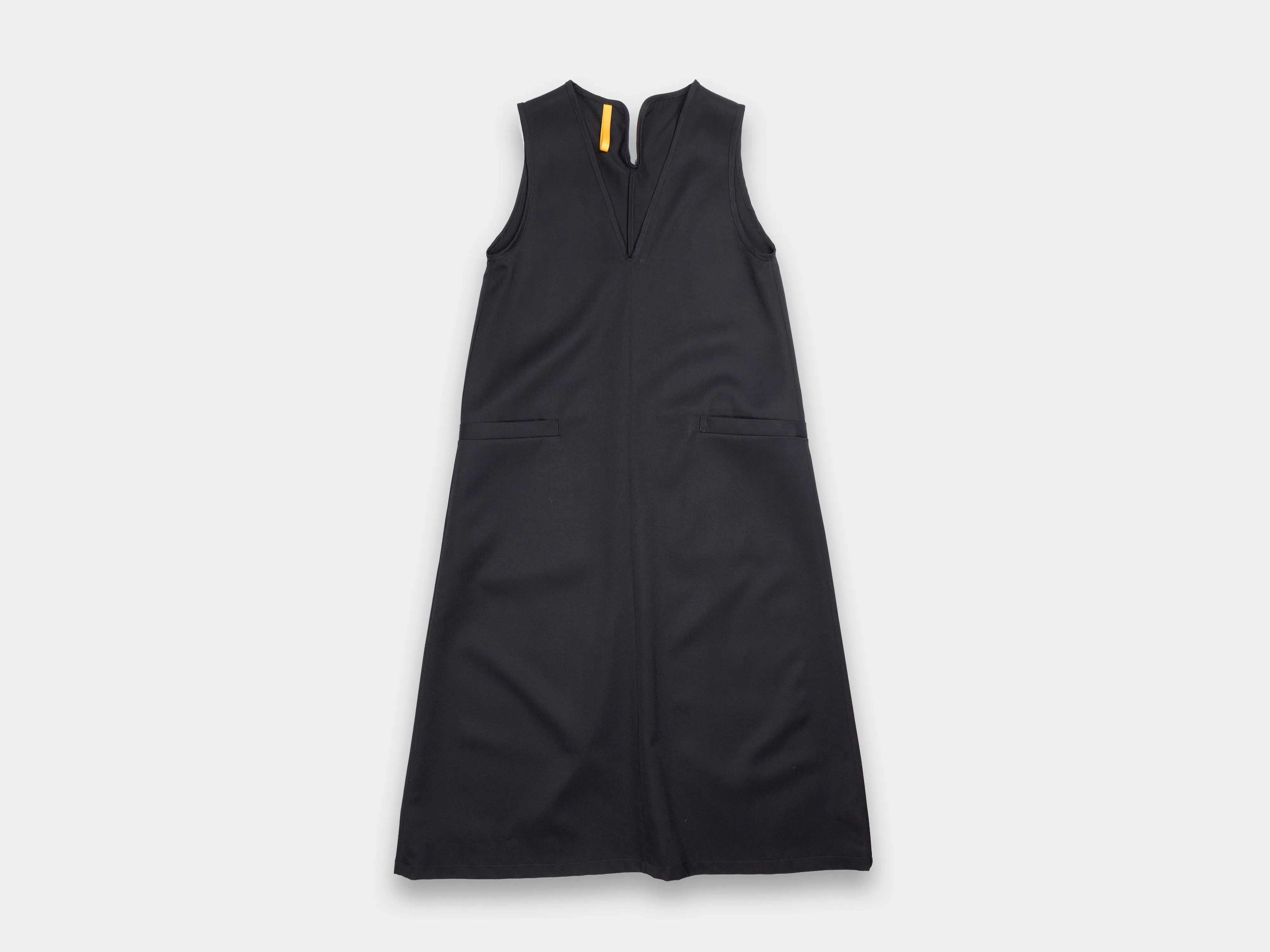 W-R17A5 "V Dress" Black Wool Gabardine sold by MAN-TLE