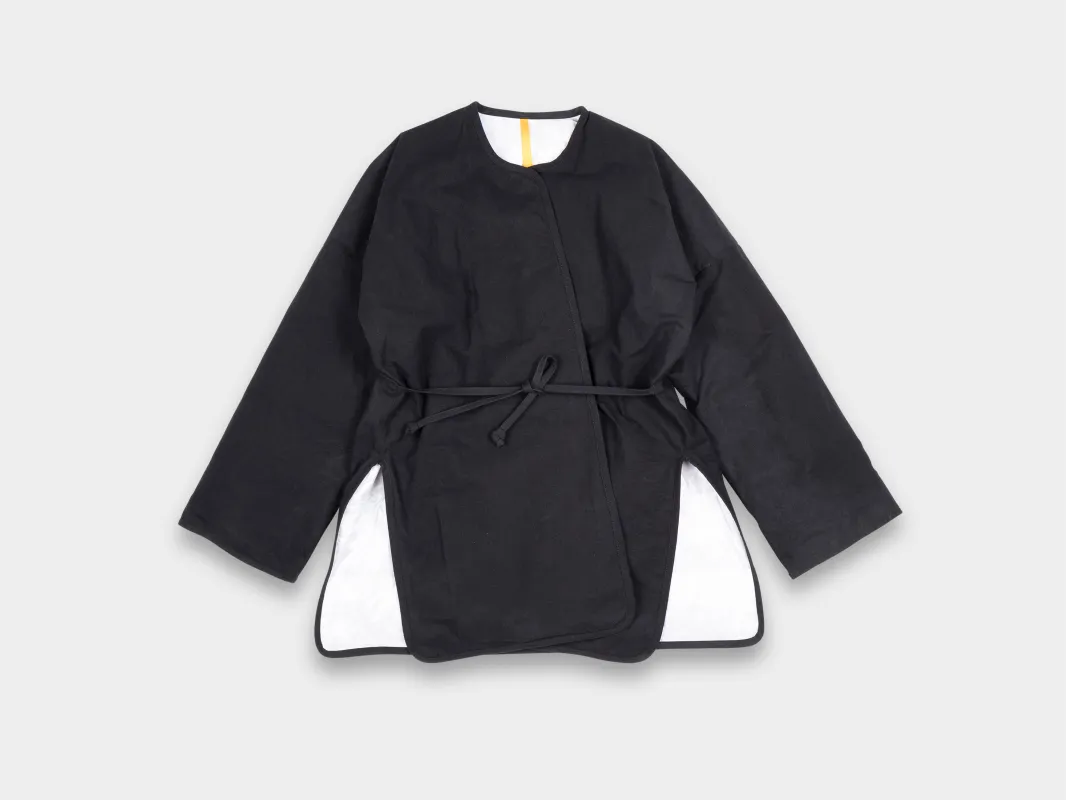 W–R21D7 "Down Cross Cardigan" Black Wax made by MAN-TLE
