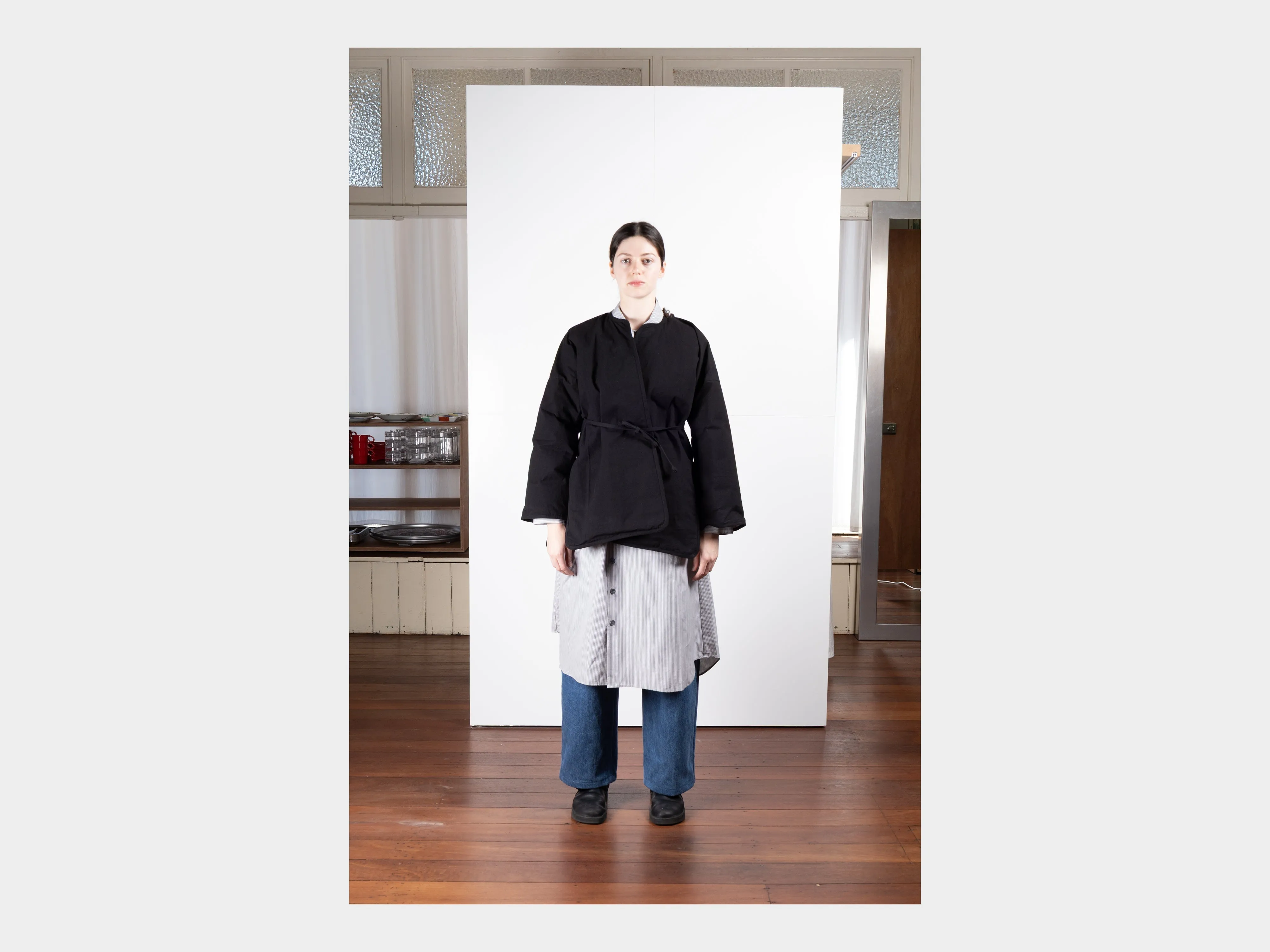 W–R21D7 "Down Cross Cardigan" Black Wax sold by MAN-TLE product image thumbnail 5