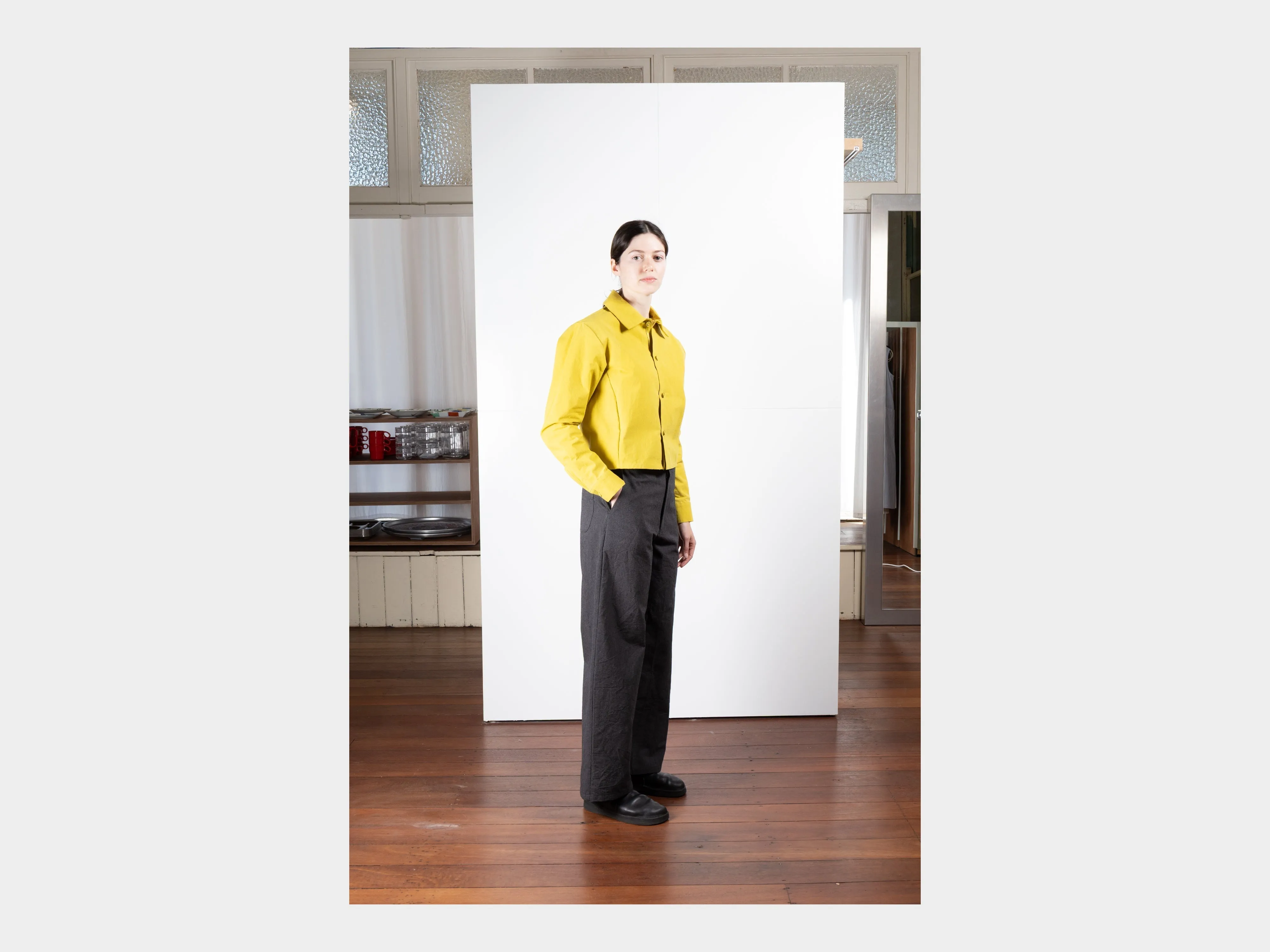 W–R21P4 "High-Wide Pants" Granite Wool sold by MAN-TLE product image thumbnail 5