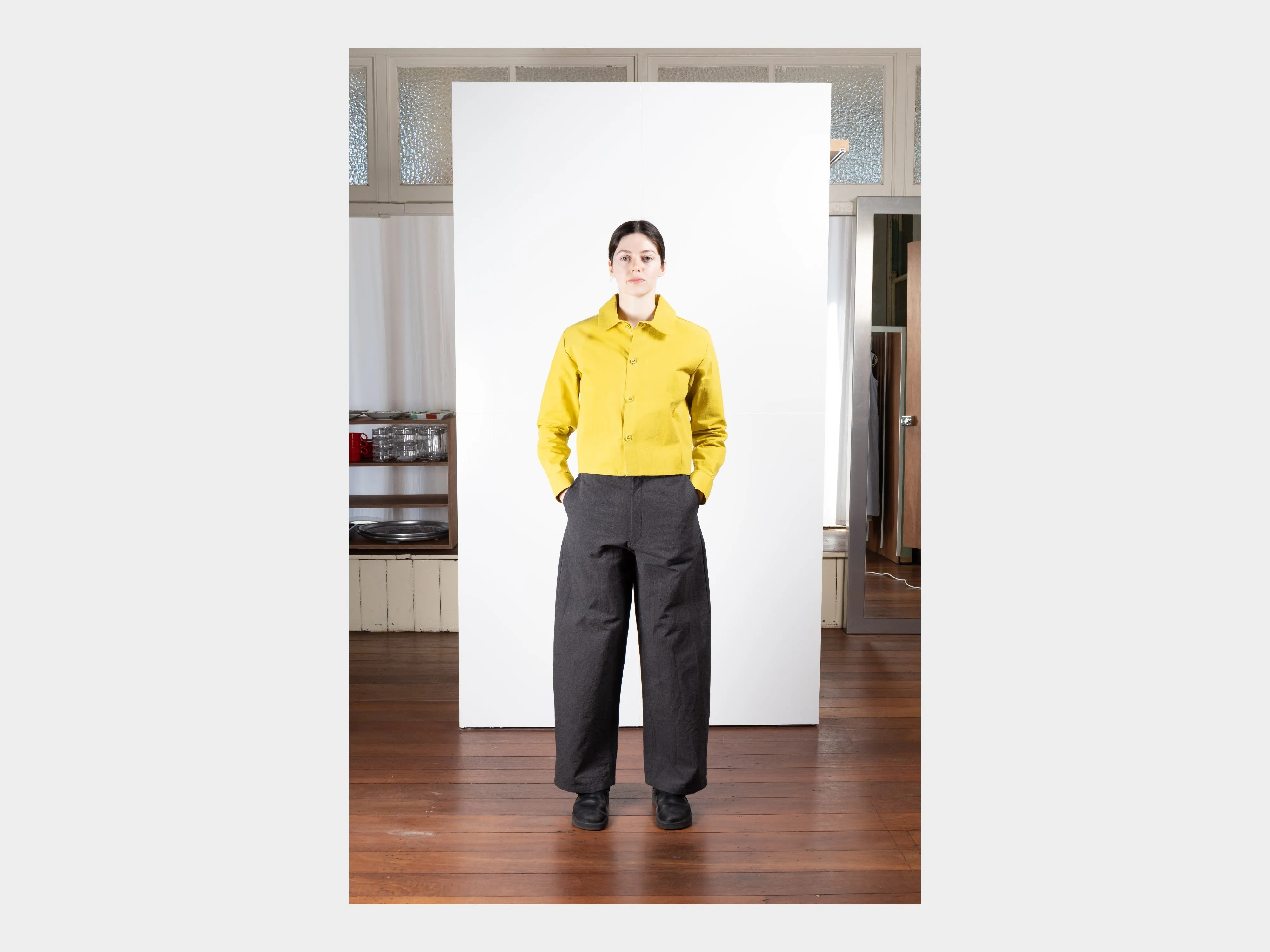 W–R21P4 "High-Wide Pants" Granite Wool sold by MAN-TLE product image thumbnail 4