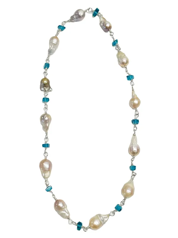 Freshwater Pearls and Apatite on Sterling Silver - Matthew Swope Jewelry sold by 6397