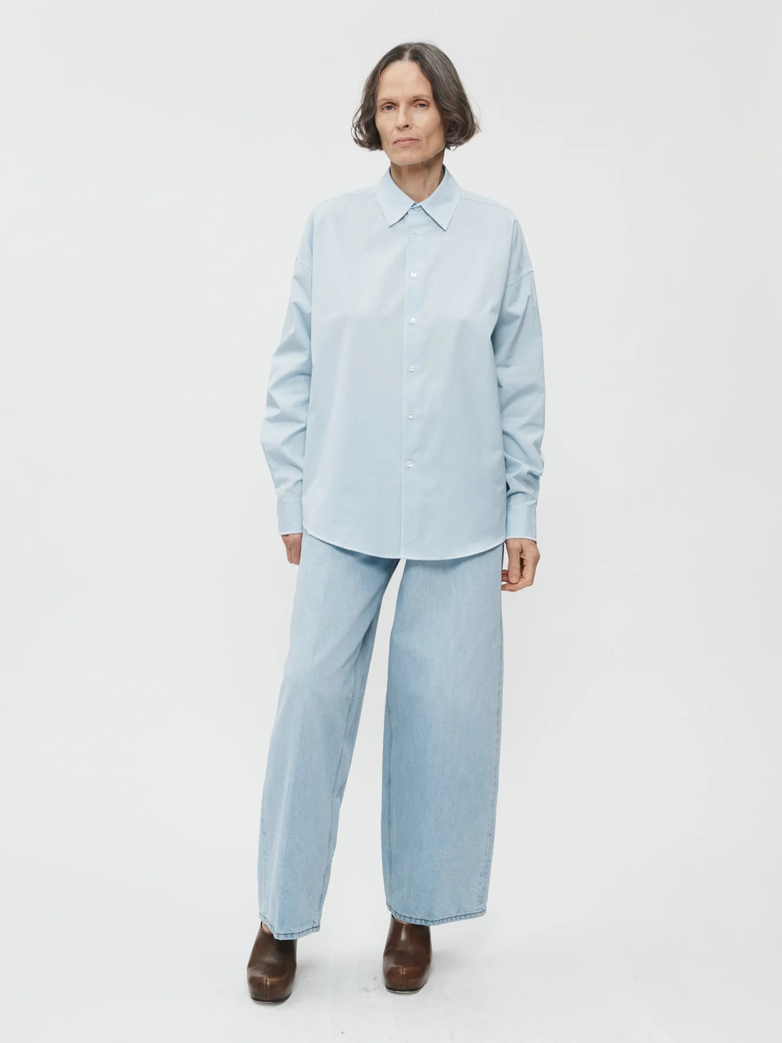 Contrast Overlock Uniform Shirt in Blue sold by 6397
