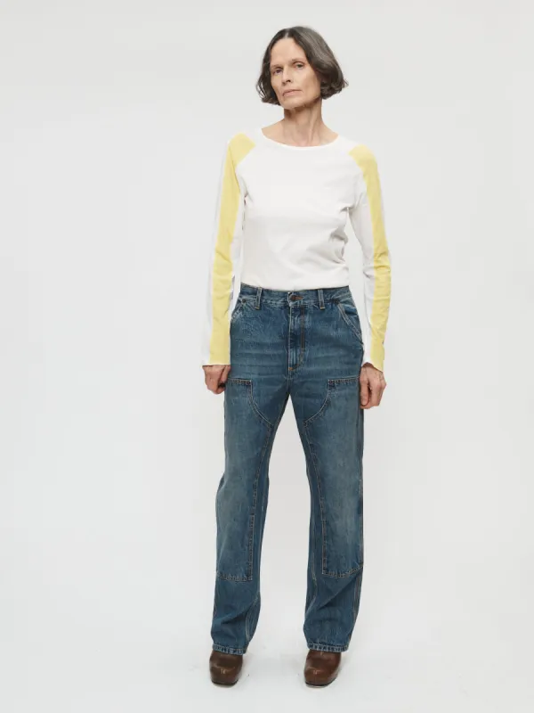 Inserted Stripe Long Sleeve in White sold by 6397