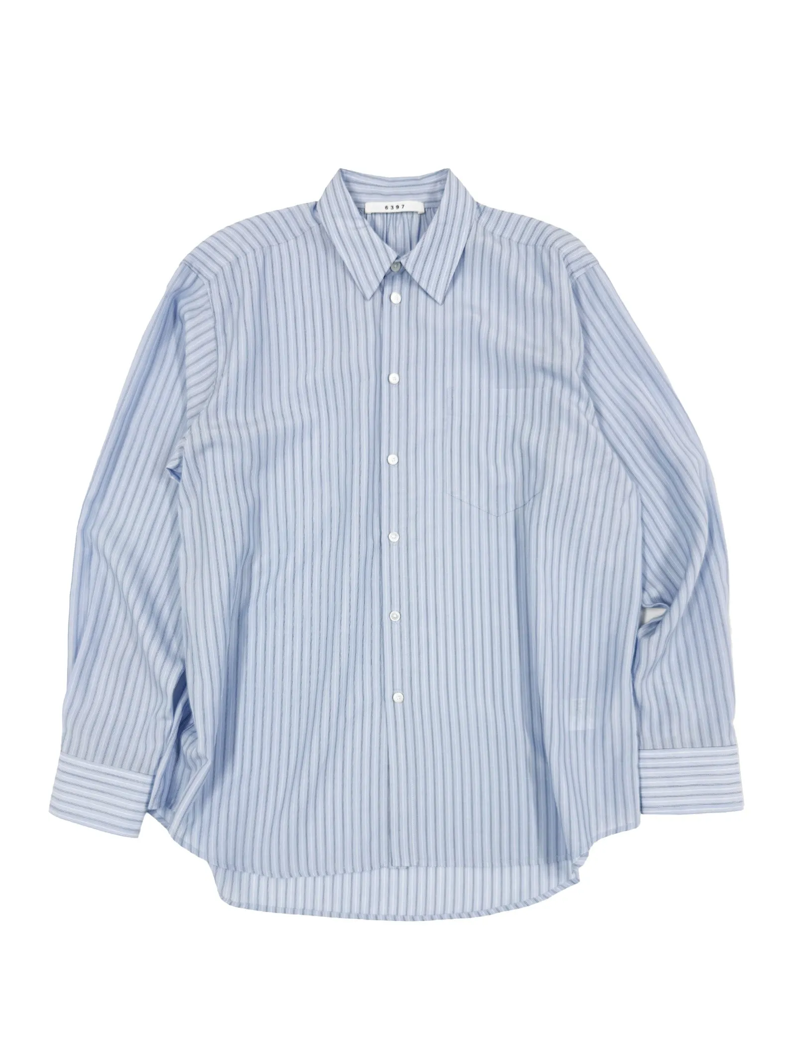 Ruched Biggie Shirt in Blue Fine Stripe sold by 6397 product image thumbnail 4