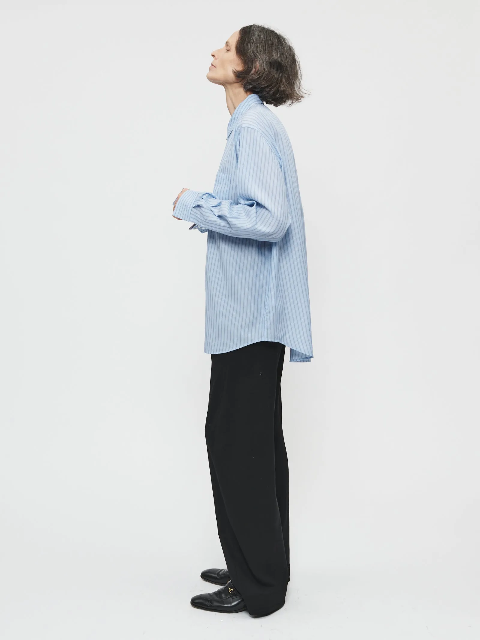 Ruched Biggie Shirt in Blue Fine Stripe sold by 6397 product image thumbnail 3