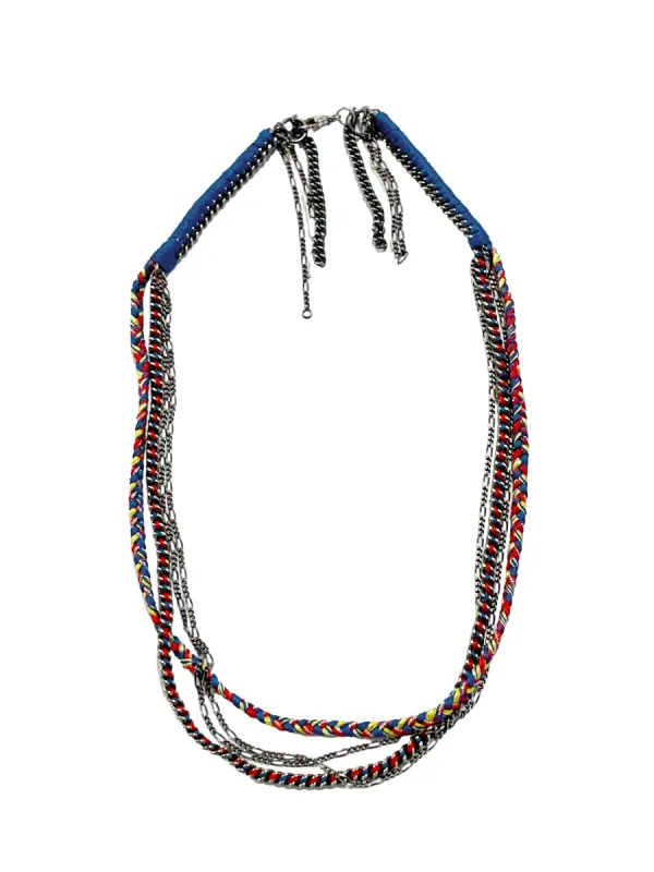6397 X Alyssa Norton Sterling Chains with Yellow, Red, & Cobalt Blue Silk made by 6397